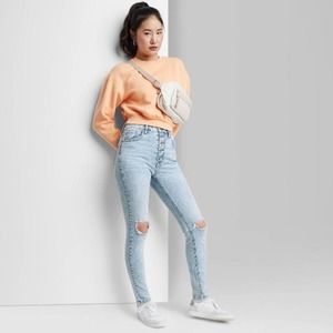 Wild Fable Women's Super-High Rise Distressed Skinny Jeans NWT SZ 00